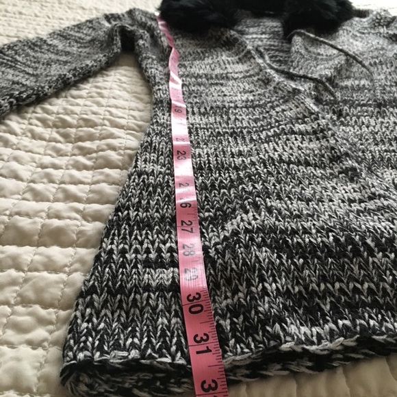 {Forever} Black & White Marl Fur-Trimmed Cardigan - Picture 4 of 8